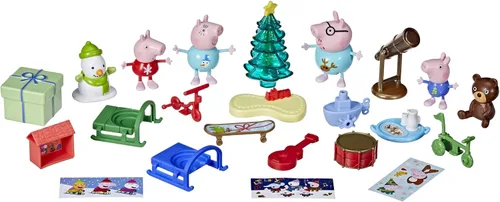 Vista 10 de Peppa Pig Peppa's - Calendario de Adviento para niños, contiene 24 juguetes sorpresa, 4 figuras familiares de Peppa Pig navideños; a partir de 3 años