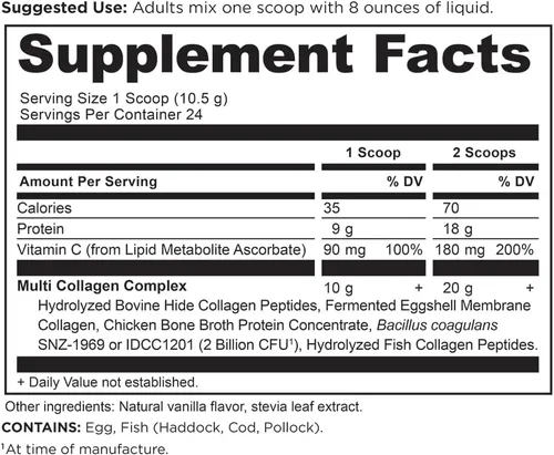 Vista 3 de Ancient Nutrition Proteína en polvo multicolágeno sin sabor, 24 porciones + proteína de colágeno múltiple en polvo, vainilla, 24 porciones