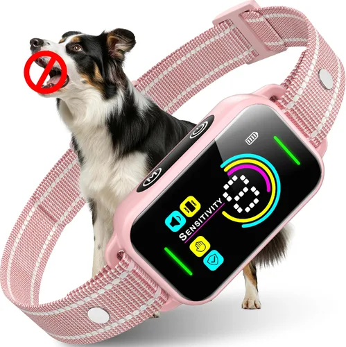 Vista 9 de DINJOO Collar Antiladridos Inteligente - Collar de Adiestramiento Antiladridos Recargable con 8 Niveles de Sensibilidad Ajustables, Pitido y Choque