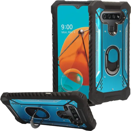 Vista 7 de Para LG K51, LG Reflect (LM-K500) - Funda híbrida con soporte de anillo - RS2 Negro
