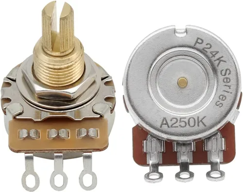 Vista 7 de FLEOR Potenciómetro de guitarra de eje dividido corto de 2 piezas A250K de 0.610 in, 24 líneas