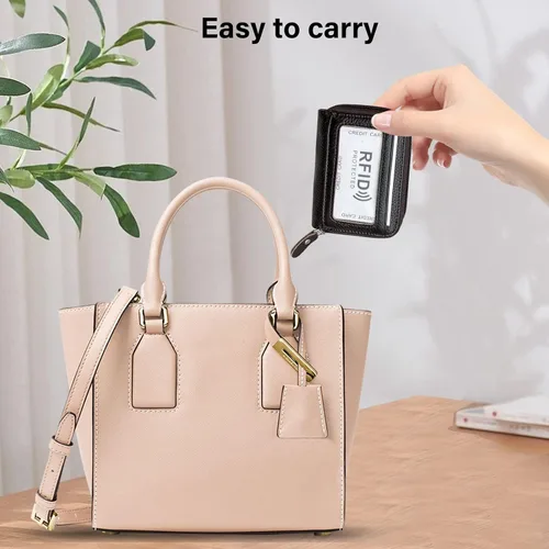 Vista 34 de Tarjetero RFID de bolsillo con ventana para ID, piel genuina, S, Negro