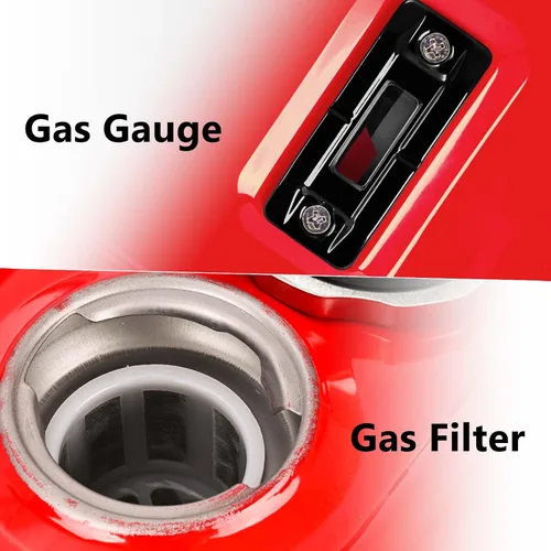 Vista 3 de Tanque de combustible de 5 galones para generador con filtro, medidor, tapa universal compatible con EC2500 (5 galones, rojo)