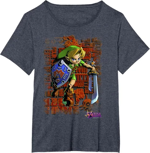 Vista 32 de Legend of Zelda Majoras Mask Link Action Retrato Camiseta Negro