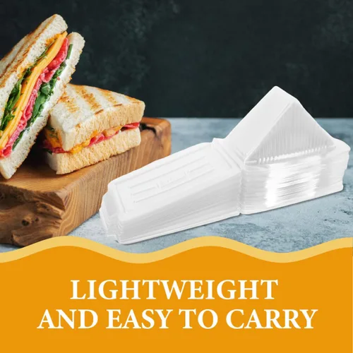 Vista 6 de Cabilock Caja de sándwich triangular de 5.90 x 3.34 x 3.14 pulgadas, recipiente de plástico transparente con tapa transparente para sándwiches