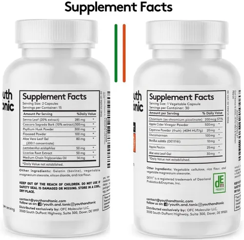 Vista 6 de Youth & Tonic Thermogenic Corti Thermo Shape 15 Day Colon Cleanser & ACV Detox para desintoxicación de energía y metabolismo 90 pastillas