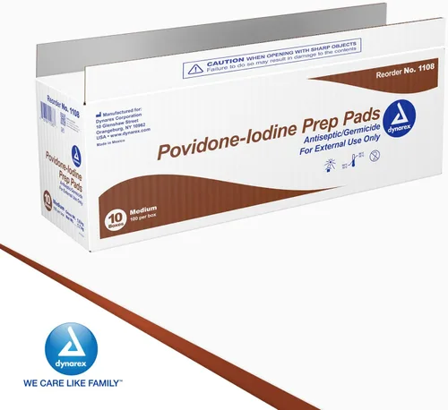 Vista 7 de Dynarex Povidone Yodine Prep Pads, tamaño mediano, empaquetadas en paquetes individuales de papel de aluminio, marrón, 1 caja de 1000 almohadillas