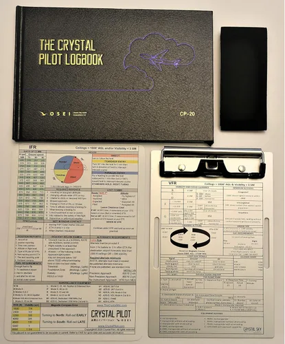 Vista 6 de Crystal Pilot Rodillera de aluminio, libro de registro piloto, cartel de VFR-IFR