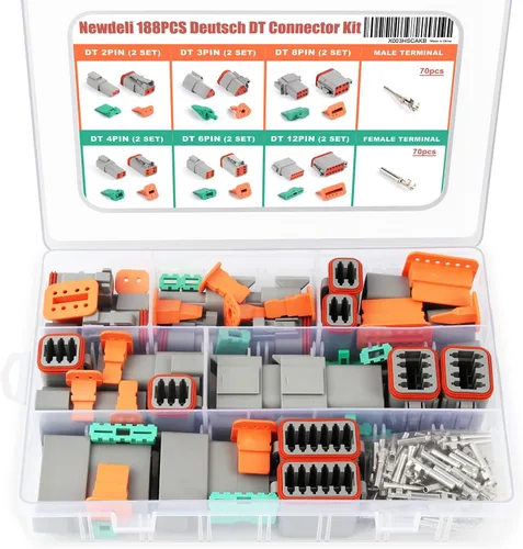 Vista 14 de Newdeli Deutsch - Kit de conectores de 12 pines, impermeable, conector eléctrico de 16 AWG macho y hembra, conectores de cable automotriz