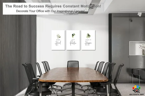 Vista 2 de Arte de pared motivacional de 3 paneles para oficina, citas inspiradoras, arte en lienzo para decoración de pared de oficina en casa, palabras