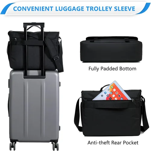 Vista 7 de VASCHY Bolsa de mensajero para hombre, bolso cruzado de moda para laptop, bolsa lateral para hombres y mujeres para el trabajo, negocios
