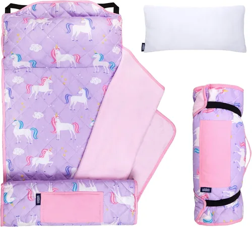 Vista 13 de Wildkin Tapete acolchado moderno de microfibra para siesta con almohada reutilizable para niños y niñas, ideal para dormir en primaria