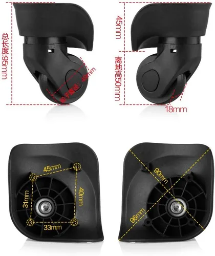 Vista 6 de Fafeims 2 unids PVC Trolley equipaje rueda de repuesto maleta giratoria ruedas de repuesto accesorio