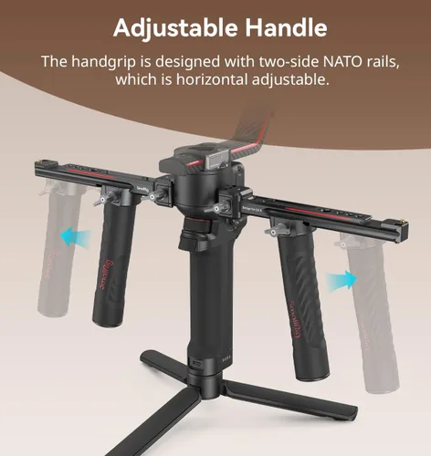 Vista 4 de SMALLRIG Mango Doble Empuñadura para Cardán DJI RS 4 /RS 4 Pro/RS 3 / RS 3 Pro/RS 2 / RSC 2, Empuñadura de Mango de Cardán con Rieles NATO, Zapata