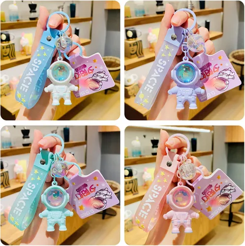 Vista 5 de KHIOPNT Cute Astronaut Keychains Space Key Chain with Sunset Light, Cool Outspace Keychains Pendant Car Keychains Wallet Gift