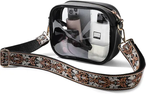 Vista 24 de TOBVZOO - Bolsa bandolera transparente aprobada para estadios, conciertos y eventos deportivos, unisex