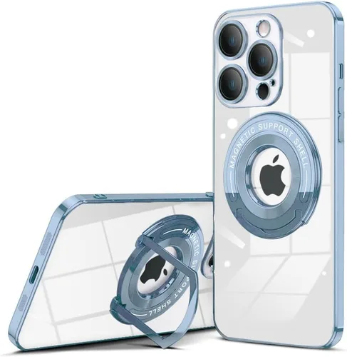 Vista 9 de QLTYPRI Funda magnética transparente para iPhone 15 compatible con MagSafe, soporte de anillo invisible, protección completa para lente de cámara