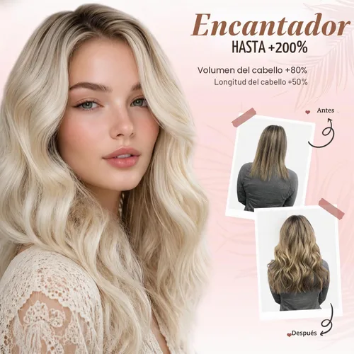 Vista 6 de Extensiones de cabello con clip, extensiones de cabello sintético ondulado de 14 pulgadas con clip (color: 22H10#) Clip on Hair Extensions for