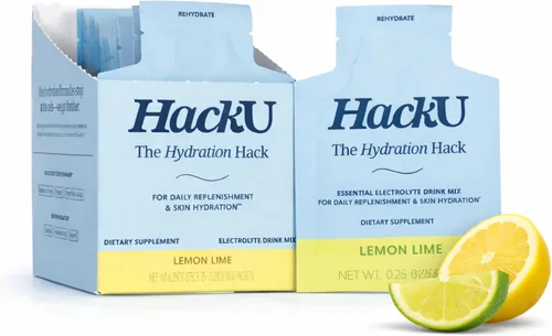 Vista 14 de HackU Hydration Hack - Paquetes de hidratación de electrolitos y piel – Mezcla de bebida sin azúcar, sin hinchazón con magnesio, ácido hialurónico