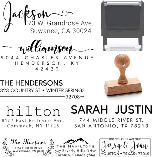 Vista 3 de Sello de dirección personalizado personalizado – Sello de invitación de boda con 3 líneas de correo de devolución autoentintado