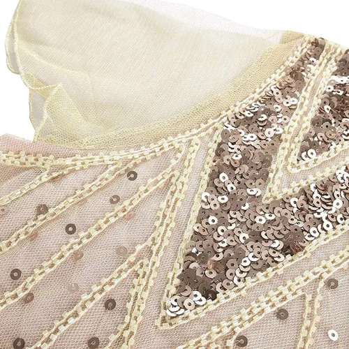 Vista 5 de Vestido de Nochevieja vintage de los años 20 con cuentas de flecos de lentejuelas de encaje para fiesta de cóctel vestido de fiesta de cóctel