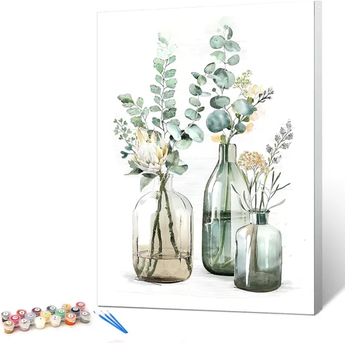 Vista 8 de Ginkko Kit de pintura por números para adultos, principiantes y niños de 8 a 12 años con marco de madera, fácil acrílico sobre lienzo de 8 x 12