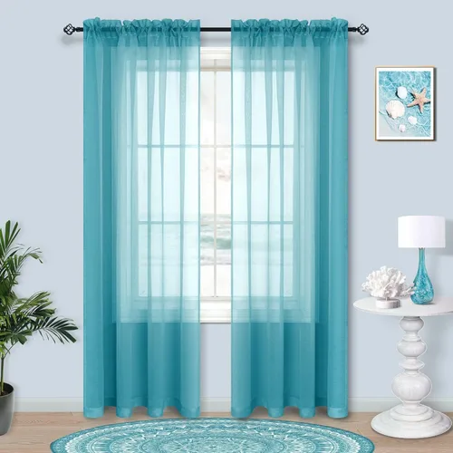 Vista 19 de Cortinas traslúcidas negras de 45 pulgadas de largo para ventanas de baño, juego de 2 paneles, cortinas de media ventana para cocina y dormitorio