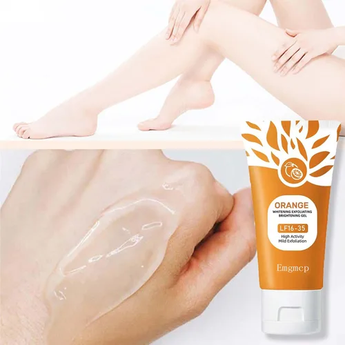 Vista 6 de Gel exfoliante naranja para cara y cuerpo Limpieza profunda de poros para eliminar puntos negros, exfoliante hidratante con enzimas para una piel