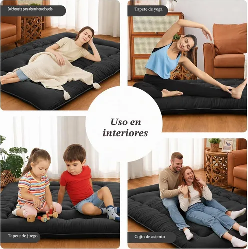 Vista 7 de DAICO Colchón japonés, colchón de futón plegable de 4 pulgadas de grosor Negro