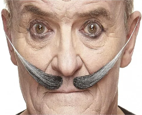 Vista 42 de Mustaches Self-Adhesive Fake Mustache, Synthetic Fur Costume Accessory Set Arqueólogo gris con blanco
