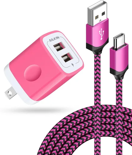 Vista 25 de AILKIN - Cargadores para iPhone con certificación MFI, cable Lightning trenzado de 6 pies de largo USB Wall Charger, Fast Charging Power Cord Plug
