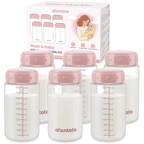 Vista 11 de 2 botellas de almacenamiento de leche materna, botellas de espectro de cuello ancho sin BPA para bombeo, colección de almacenamiento de biberones