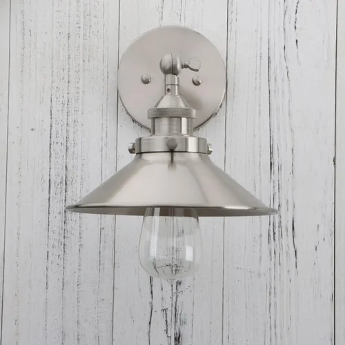 Vista 8 de PERMO - Iluminación de pared industrial vintage en metal, apliques de pared en níquel cepillado, lámpara de pared ajustable de 180 grados