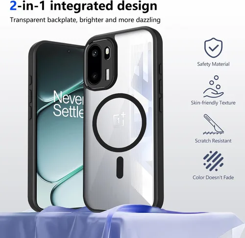 Vista 164 de Funda magnética transparente compatible con Xiaomi 17T, color negro 2 en 1 PC + TPU cubierta de teléfono a prueba de golpes, carcasa protectora
