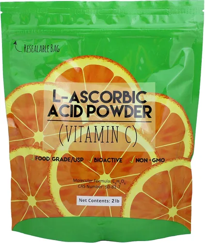 Vista 3 de L-Ascórbico, Ácido en Polvo 99.98+%, Grado alimenticio USP/BP Cristales de fermentación natural blanco puro forma de vitamina C - elige
