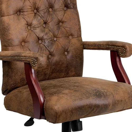 Vista 8 de BizChair Bomber Brown Classic Silla de oficina giratoria ejecutiva con brazos