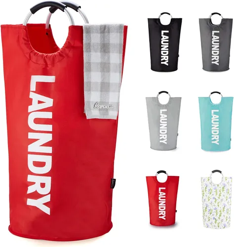 Vista 15 de Caroeas Cesta de Ropa de 90L (13 Colores), Cesta de Ropa Impermeable, Bolsa de Ropa con Asas Acolchadas, Cesta de Ropa, Cesta de Ropa Plegable