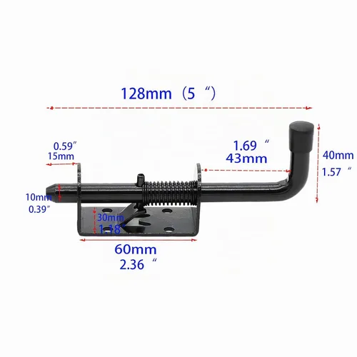 Vista 3 de Perno de cierre con resorte de 5 pulgadas, cerradura de puerta de pasador con resorte resistente, cobertizo de pasador de 1/2 pulgadas (2, negro)