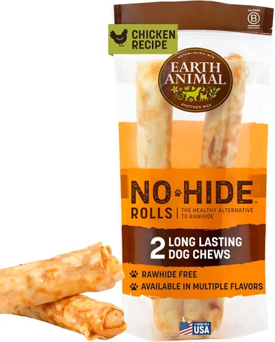 Vista 14 de Earth Animal No Hide Chews - Rollos masticables para perros grandes sin cuero crudo de larga duración, carne de res - 2 unidades Large Beef