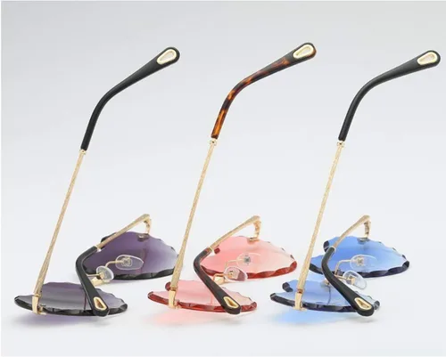 Vista 5 de GIFIORE Gafas de sol de corazón para mujer, con forma de corazón, a la moda, sin montura, rosa, azul, degradado