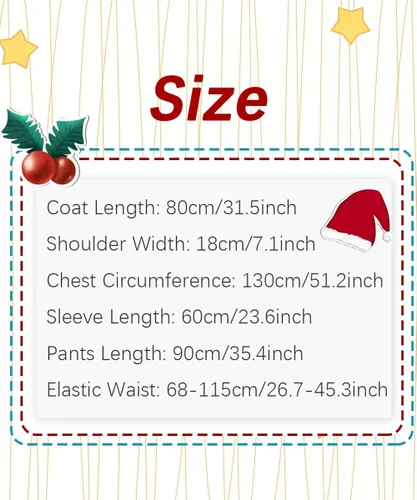 Vista 7 de Traje de Papá Noel de Navidad disfraz de Papá Noel para hombres adultos ropa clásica de franela de Navidad traje de disfraces de Papá Noel