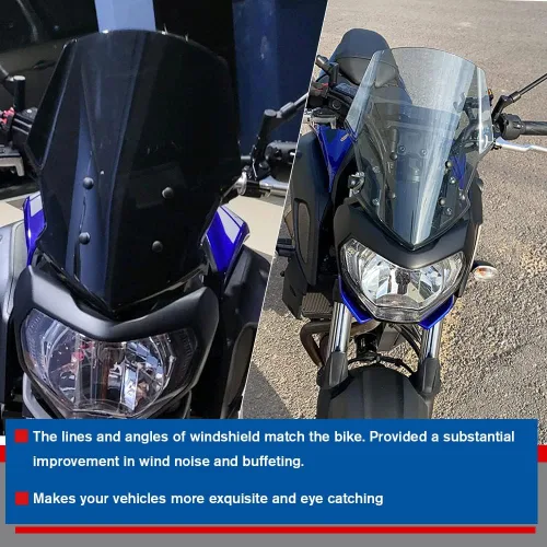 Vista 4 de MT07 FZ07 - Parabrisas de carenado de motocicleta apto para YA&MA&HA MT-07 FZ-07 MT 07 FZ 07 07 Accesorios 2018 2019 2020 Parabrisas deflector