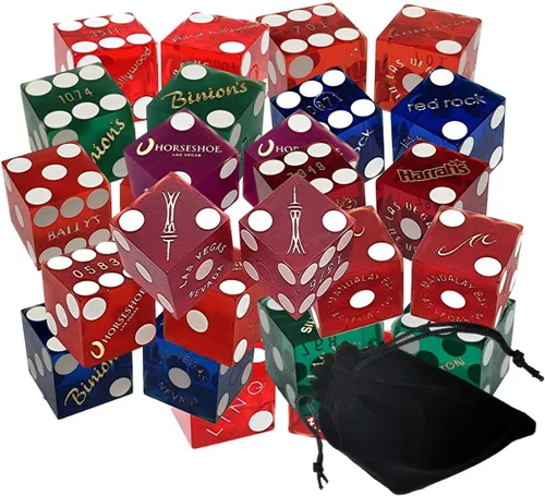 Vista 6 de Authentic Nevada Casino Dice Set 19mm Craps Dice (3 Pairs, 6 Dice) Table-Played Mixed Assortment Lake Tahoe Casinos