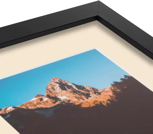Vista 4 de ArtToFrames Marco de fotos satinado negro de 4 x 6 pulgadas con 2 pulgadas de estera única de alabastro, SingleMat-FRBW26079-4x6-825