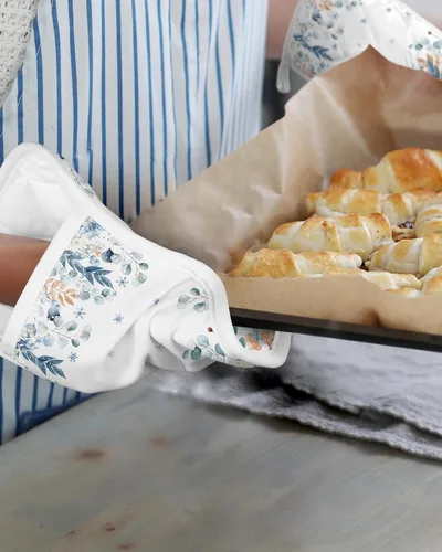 Vista 6 de Juego de 3 agarraderas de tela de toalla con bolsillo para cocina, antideslizante y aislante de calor, con bolsillo, guantes gruesos para horno