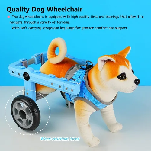Vista 2 de Silla de ruedas ajustable para perros pequeños, silla de ruedas de apoyo trasero para mascotas con arnés, para paseo de perro de 4.4-22.0 lbs/4.4-22