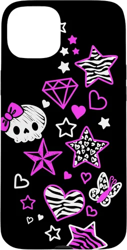 Vista 9 de Carcasa estética para iPhone 16 McBling Doodles Bimbo Trashy Y2K Animal Print Star