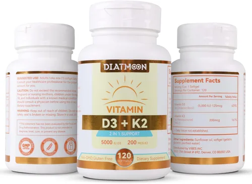 Vista 8 de Cápsulas blandas de suplemento de vitamina D3 K2, vitamina D3 5000 UI y vitamina K2 MK7 200 mcg, soporte para huesos y dientes, fácil de tragar, 120