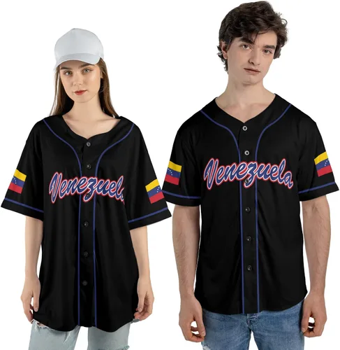 Vista 4 de Camiseta de béisbol de Venezuela con nombre personalizado, camiseta de Venezuela para hombres y mujeres, camiseta de béisbol unisex S-5XL