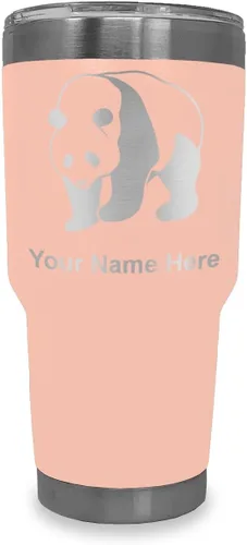 Vista 16 de LaserGram Vaso aislado al vacío de 20 onzas, oso panda, grabado personalizado incluido (negro)